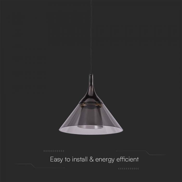 9W(1000Lm) LED-designarmatur, V-TAC, IP20, svart, varmvitt ljus 3000K