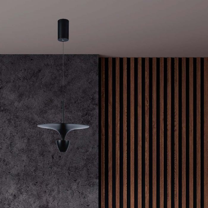 9W(1000Lm) LED-designarmatur, V-TAC, IP20, svart, varmvitt ljus 3000K