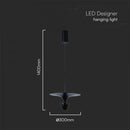 9W(1000Lm) LED-designarmatur, V-TAC, IP20, svart, varmvitt ljus 3000K