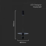 9W(1000Lm) LED-designarmatur, V-TAC, IP20, svart, varmvitt ljus 3000K
