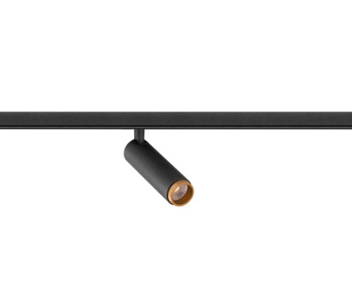 9.8W(530Lm) 48V DALI GRIP! S LED cilindrveida sliežu gaismeklis, IP20, IK02, dimmējams, melns/zelta,  silti balta gaisma 2700K