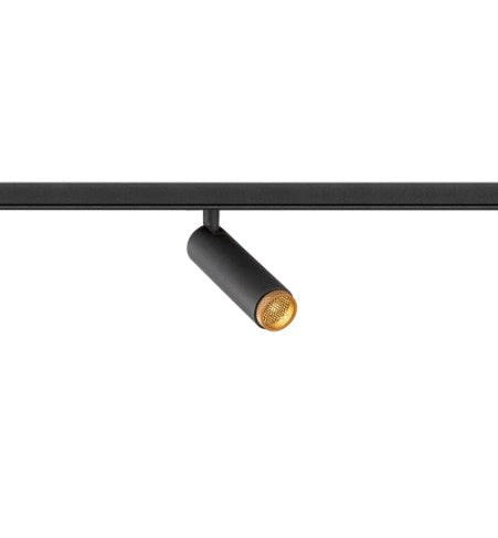 9.8W(530Lm) 48V DALI GRIP! S LED cilindrveida sliežu gaismeklis, IP20, IK02, dimmējams, melns/zelta,  silti balta gaisma 2700K