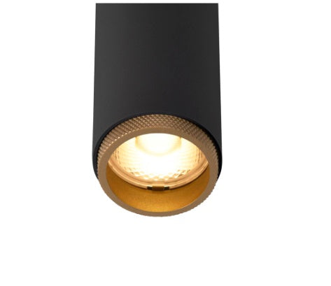 9.8W(530Lm) 48V DALI GRIP! S LED cilindrveida sliežu gaismeklis, IP20, IK02, dimmējams, melns/zelta,  silti balta gaisma 2700K