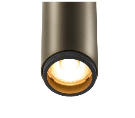9.8W(610Lm) 48V DALI GRIP! S LED cilindrveida sliežu gaismeklis, IP20, IK02, dimmējams, bronzas/melns, silti balta gaisma 3000K