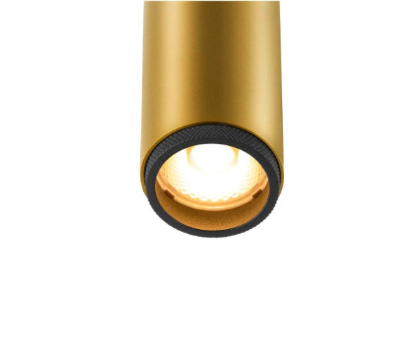 9.8W(610Lm) 48V DALI GRIP! S LED cilindrveida sliežu gaismeklis, IP20, IK02, dimmējams, zelta/melns, silti balta gaisma 3000K