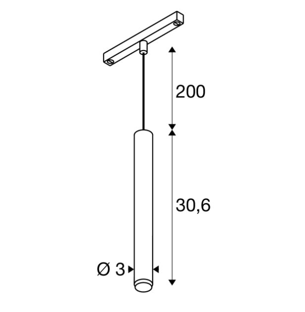 9.8W(350Lm) DALI LED sliežu gaismeklis, IP20, IK02, dimmējams, balts/melns, silti balta gaisma 3000K