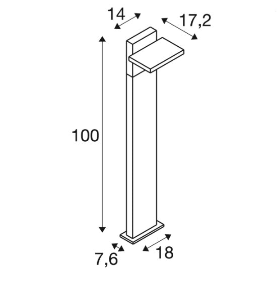 6,8W(600/650Lm ABRIDOR POLE 100 HYBRID pinnapealne LED-valgusti koos anduriga, matt antratsiit, P65, IK07, soe valge valgus 2200/2700 K