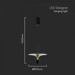 9W(1000Lm) LED designarmatur, V-TAC, IP20, svart+grön, varmvitt ljus 3000K