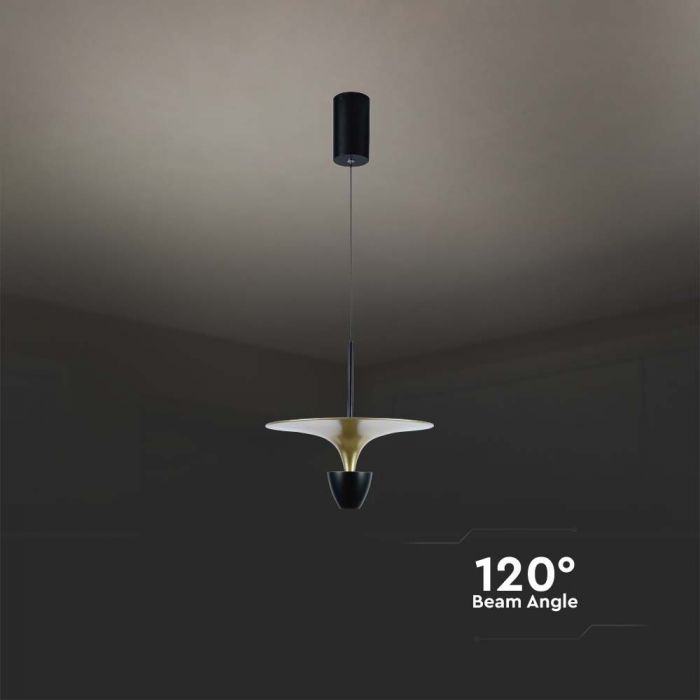 9W(1000Lm) LED designarmatur, V-TAC, IP20, svart+grön, varmvitt ljus 3000K