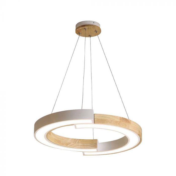 32W(4000Lm) LED-designarmatur, V-TAC, IP20, vit+trä, varmvitt ljus 3000K