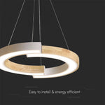 32W(4000Lm) LED-designarmatur, V-TAC, IP20, vit+trä, varmvitt ljus 3000K