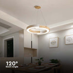 32W(4000Lm) LED-designarmatur, V-TAC, IP20, vit+trä, varmvitt ljus 3000K