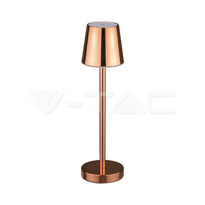 3W(70Lm) LED skrivbordslampa, V-TAC, IP20, guld, DC:5V, 1A, 4000mAh, Micro USB-kabel, varmvitt ljus 3000K