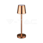 3W(70Lm) LED skrivbordslampa, V-TAC, IP20, guld, DC:5V, 1A, 4000mAh, Micro USB-kabel, varmvitt ljus 3000K
