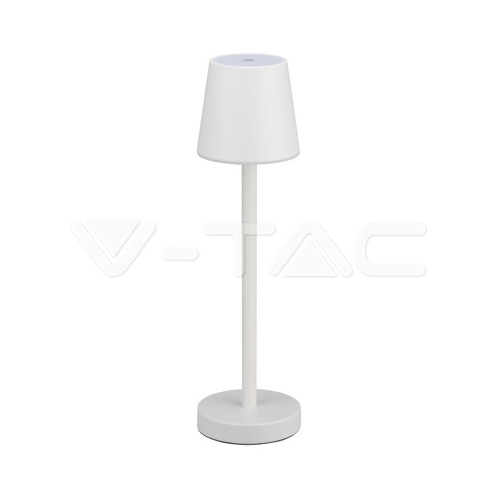3W(70Lm) LED galda lampa, V-TAC, IP20, balta, DC:5V, 1A, 4000mAh, Micro USB kabelis, silti balta gaisma 3000K