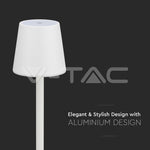 3W(80Lm) LED skrivbordslampa, V-TAC, IP20, vit, DC:5V, 1A, 4000mAh, Micro USB-kabel, neutralt vitt ljus 4000K