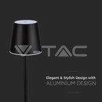 3W(60Lm) LED skrivbordslampa, V-TAC, IP20, svart, DC:5V, 1A, 4000mAh, Micro USB-kabel, neutralt vitt ljus 4000K