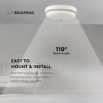 12W(1160Lmm) LED-kupolarmatur, V-TAC, IP54, varmvit 3000K