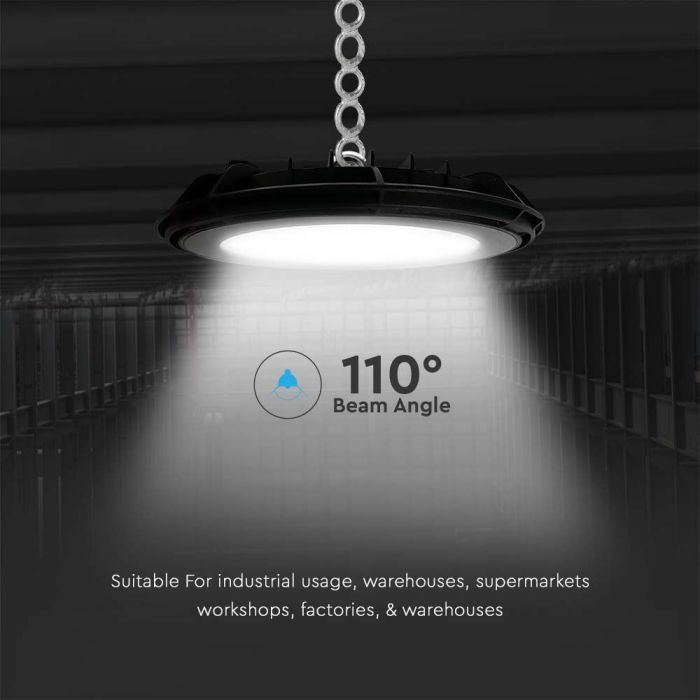 200W(17000Lm) LED Warehouse Luminaire, IP65, V-TAC, round, black, cool white light 6500K