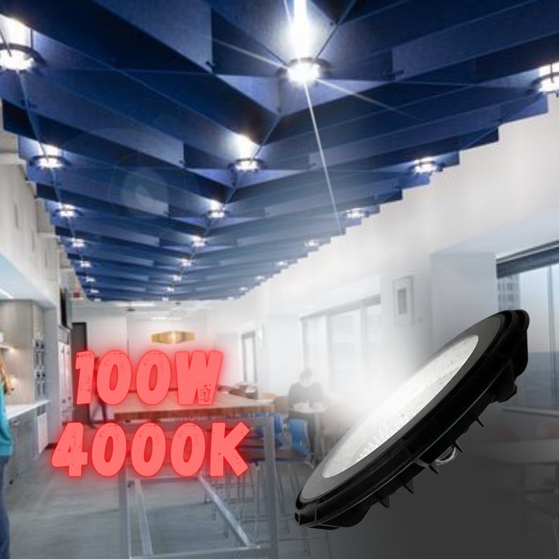 100W(8500Lm) LED warehouse light, IP65, V-TAC, round, black, neutral white light 4000K