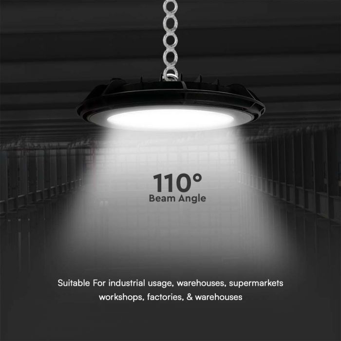 200W(17000Lm) LED Warehouse Luminaire, IP65, V-TAC, round, black, neutral white 4000K
