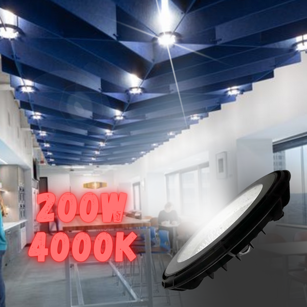 200W(17000Lm) LED laovalgusti, IP65, V-TAC, ümmargune, must, neutraalne valge 4000K