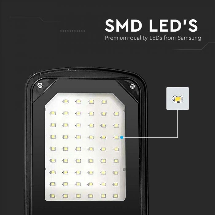 50W(4270Lm) LED gatlykta, V-TAC, IP65, svart, neutralvitt ljus 4000K