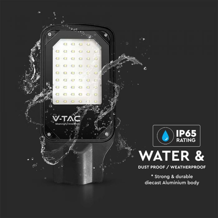 50W(4270Lm) LED gatlykta, V-TAC, IP65, svart, neutralvitt ljus 4000K