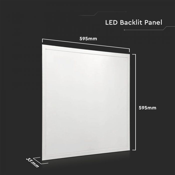 36W(4320Lm) 120Lm/W LED panel 600x600mm, V-TAC, IP20, cold white light 6400K