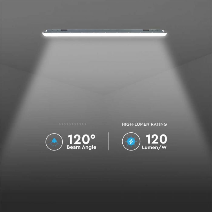 Линейный светильник 36W(4320Lm) LED WP X-Series 1200x64x60mm, V-TAC, IP65, E, холодный белый свет 6500K