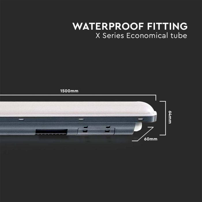 48W(5760Lm) 120Lm/W 150cm LED X-series linear luminaire, V-TAC, IP65, cold white light 6500K