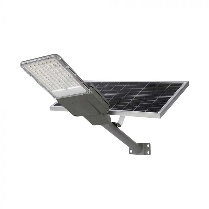 60W (300Lm) LED BRIDGELUX päikesepaneelide tänavavalgustus koos kaugjuhtimispuldiga, IP65, V-TAC, Life PO4, 3.2V 50000mAh aku, jahe valge valgus 6500K