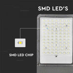 70W (3500Lm) LED BRIDGELUX päikesepaneelide tänavavalgustus koos kaugjuhtimispuldiga, IP65, V-TAC, Life PO4, 3.2V 75000mAh aku, neutraalne valge valgus 4000K