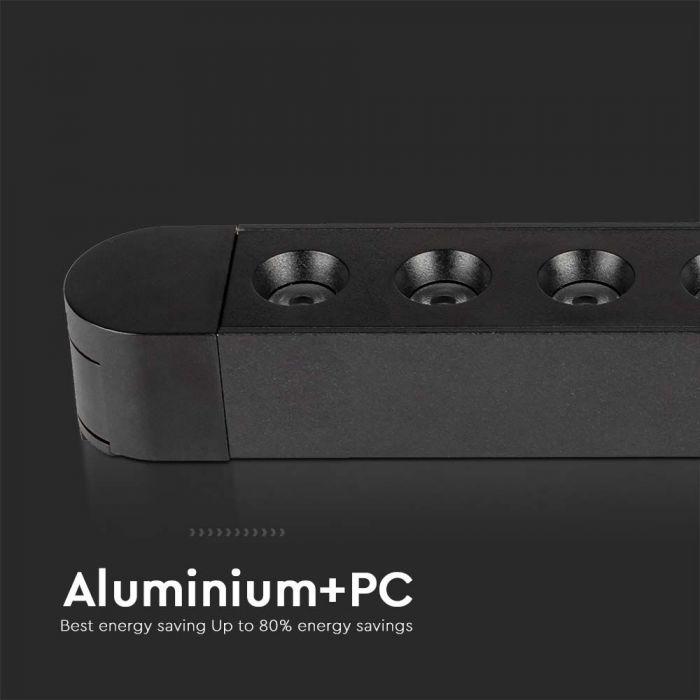 5W(550Lm) LED magnētisko sliežu gaismeklis, V-TAC, DC:48V, IP20, melns, neitrāli balta gaisma 4000K