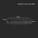 5W(550Lm) LED magnētisko sliežu gaismeklis, V-TAC,  DC:48V, IP20, melns, silti balta gaisma 3000K