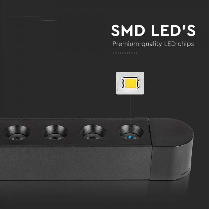 5W(550Lm) magnetic track light with built-in LED, V-TC, IP20, black, cold white light 6400K