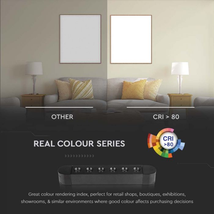 Магнитный трековый светильник 5W(550Lm) со встроенным светодиодом, V-TC, IP20, черный, холодный белый 6400K