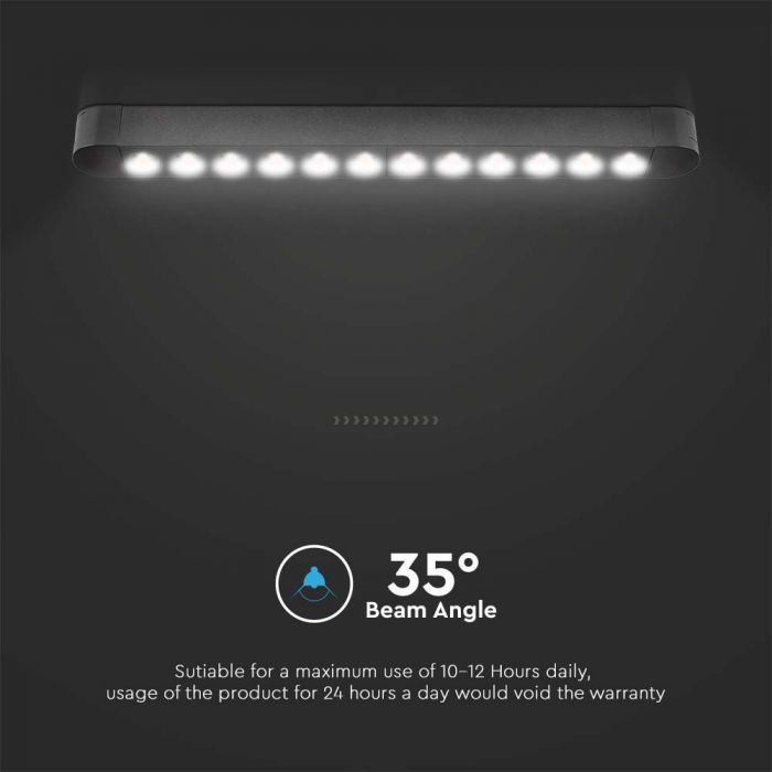 12W(1100Lm) magnetic track light with built-in LED, V-TAC, DC:48V, IP20, black, cold white light 6400K