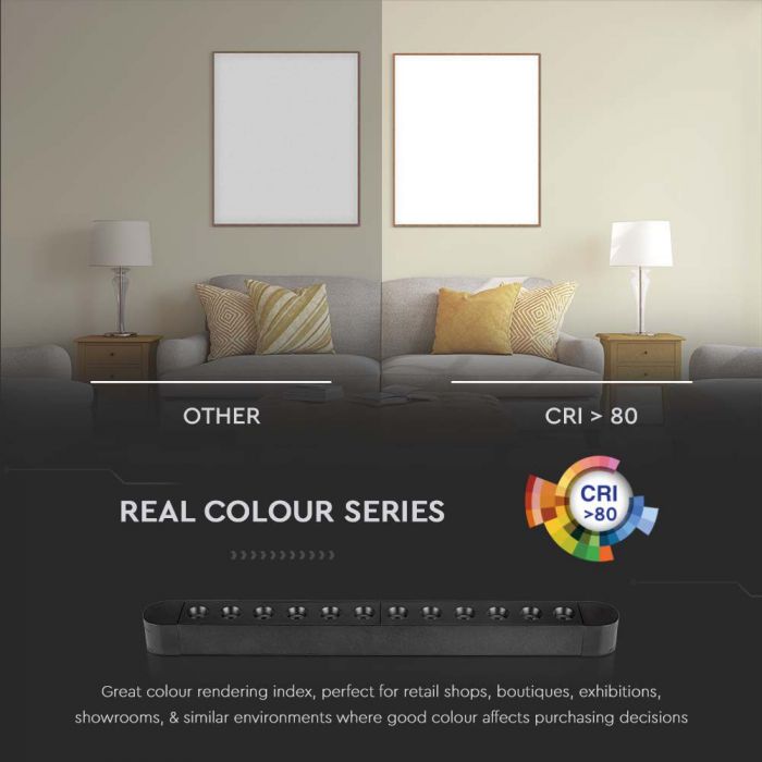 12W(1100Lm)  magnētiskais sliežu gaismeklis ar iebūvētu LED, V-TAC,  DC:48V, IP20, melns, silti balta gaisma 3000K