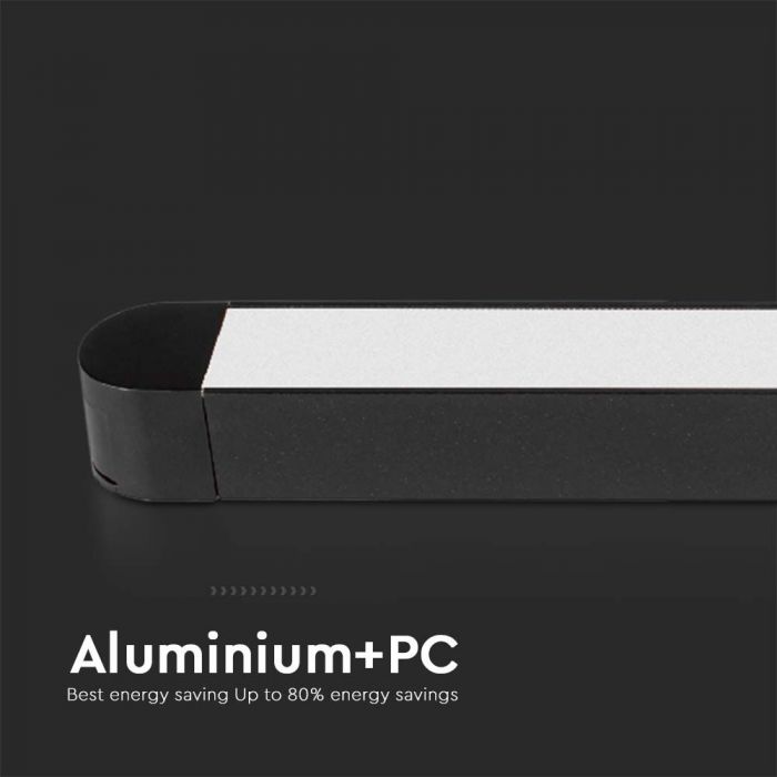 18W (1500Lm) LED magnētisko sliežu gaismeklis, V-TAC,  DC:48V, IP20, melns, neitrāli balta gaisma 4000K