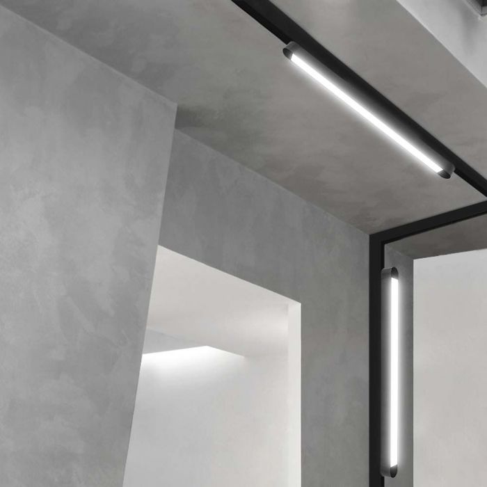 18W (2000Lm) LED magnētiskais sliežu gaismeklis, V-TAC,  DC:48V, IP20, melns, auksti balta gaisma 6400K