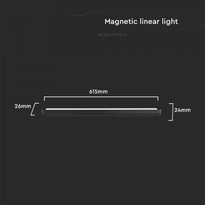22W (2500Lm) LED lineaarne esilatern integreeritud LED-iga, V-TAC, DC:48V, IP20, must, neutraalne valge valgus 4000K