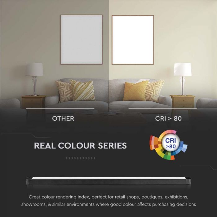 22W(2500Lm) светодиодный линейный фронтальный светильник со встроенным светодиодом, V-TAC, DC:48V, IP20, черный, нейтральный белый свет 4000K