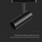 20W (2200Lm) magnetiline valgusti integreeritud LED-iga, V-TC, DC:48V, IP20, must, külmvalge valgus 6400K.