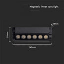 5W(600Lm)  magnētiskais sliežu gaismeklis ar iebūvētu LED, V-TC,  DC:48V, IP20, melns, neitrāli balta gaisma 4000K