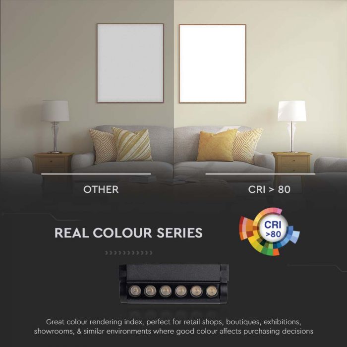 5W(600Lm)  magnētiskais sliežu gaismeklis ar iebūvētu LED, V-TC,  DC:48V, IP20, melns, neitrāli balta gaisma 4000K