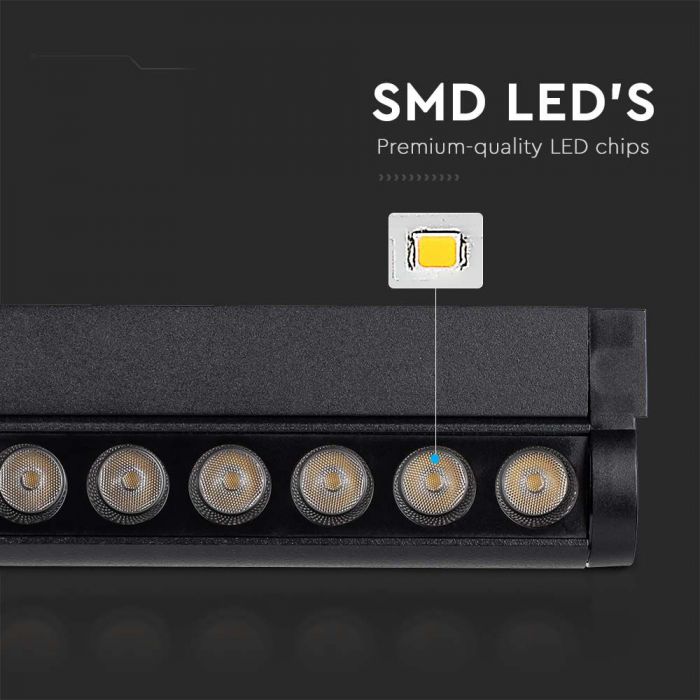 5W(600Lm) magnetic track light with built-in LED, V-TC, DC:48V, IP20, black, warm white light 3000K
