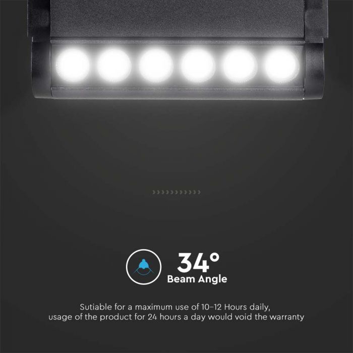 5W (600Lm) magnetiline raidvalgusti integreeritud LED-iga, V-TC, DC:48V, IP20, must, külmvalge valgus 6400K