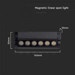 5W (600Lm) magnetiline raidvalgusti integreeritud LED-iga, V-TC, DC:48V, IP20, must, külmvalge valgus 6400K