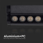 12W (1300Lm) magnetiline raidvalgusti integreeritud LED-iga, V-TC, DC:48V, IP20, must, külmvalge valgus 6400K